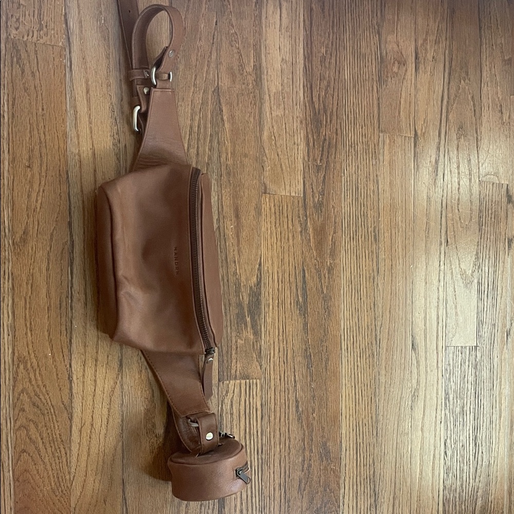 Mandrn Elegant Brown Leather Women's Belt Bag WithExtra Circle Pouch